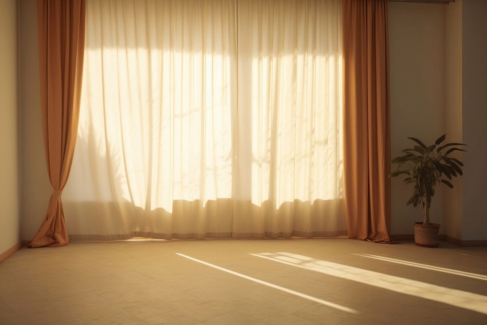 The living room has a curtain window shadow floor. AI generated Image by rawpixel.