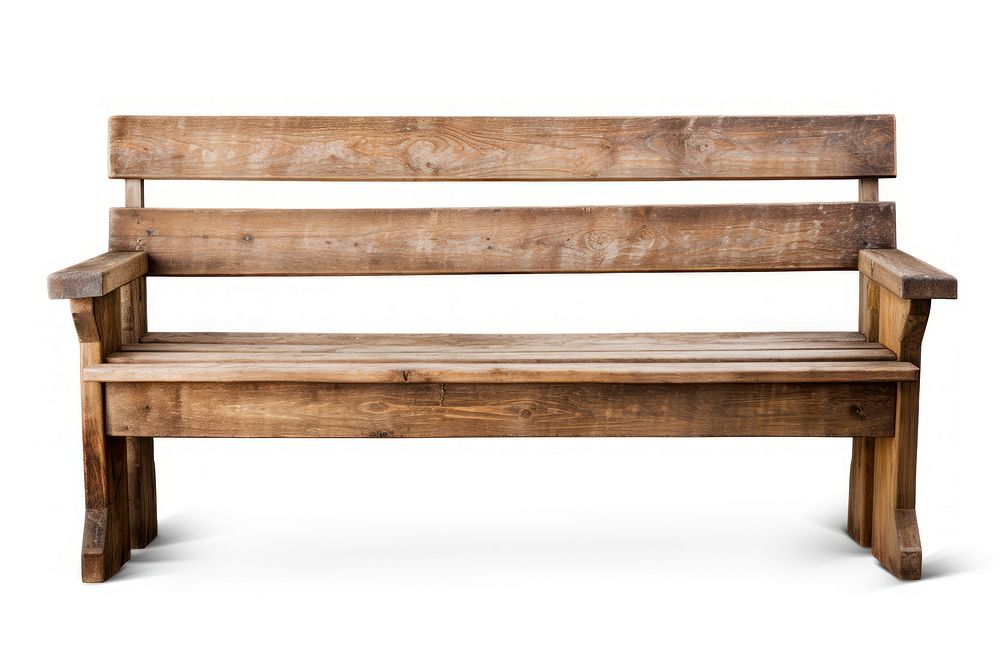 Wooden bench furniture white background architecture. AI generated Image by rawpixel.