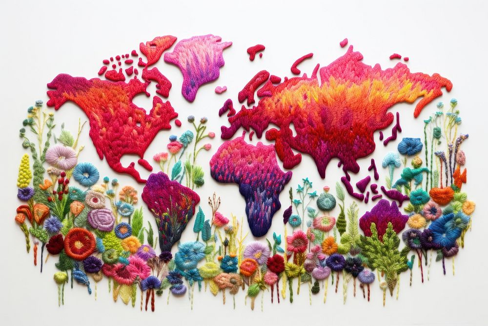 World embroidery pattern art. AI generated Image by rawpixel.
