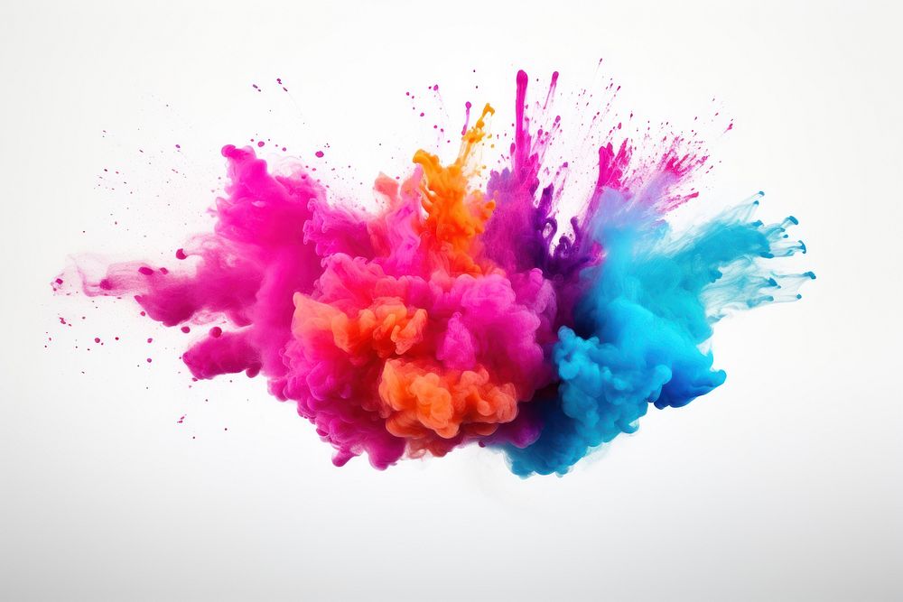 Colorful powder explosion purple white background splattered. AI generated Image by rawpixel.
