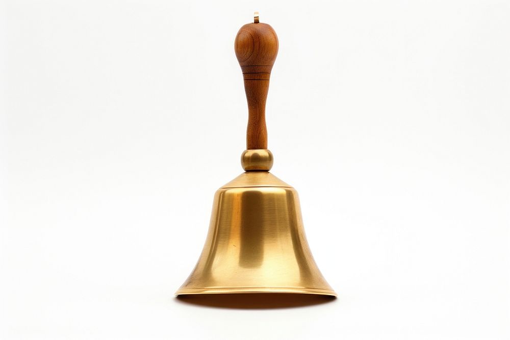 Hand Bell bell gold white background. AI generated Image by rawpixel.