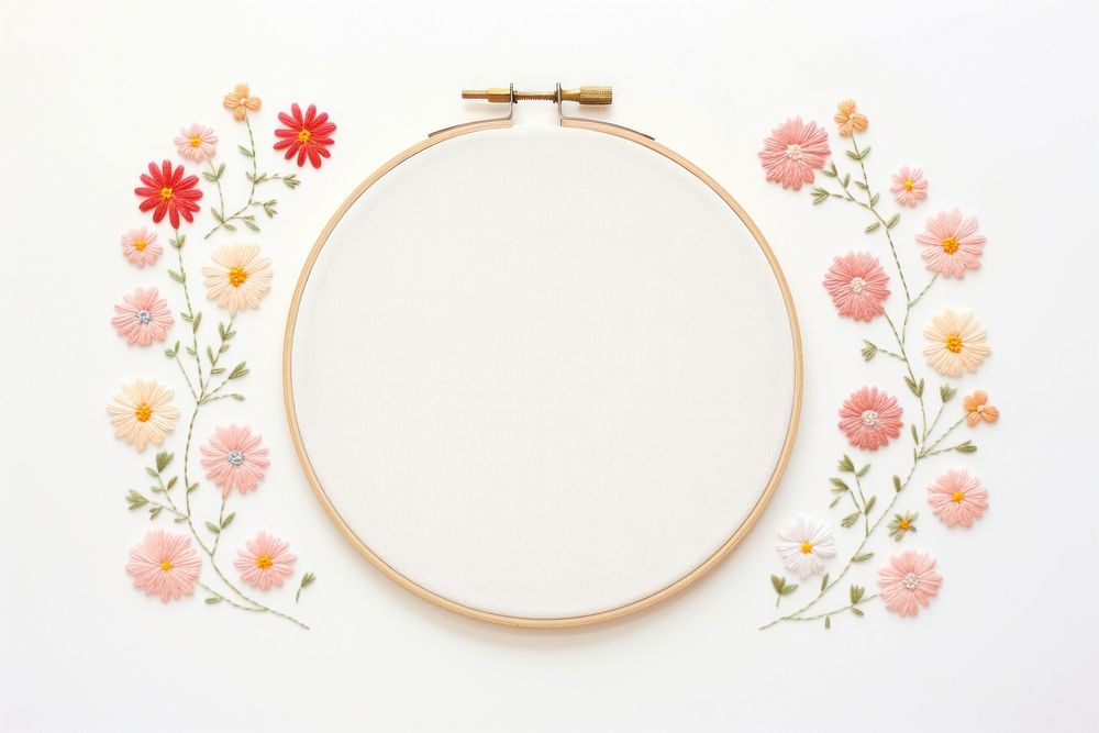 Little wedding flower circle border embroidery pattern textile. AI generated Image by rawpixel.