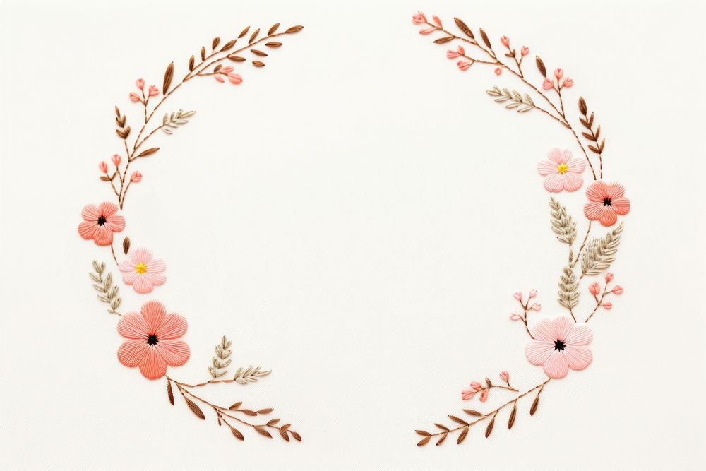 Little flower circle frame pattern embroidery wreath. AI generated Image by rawpixel.