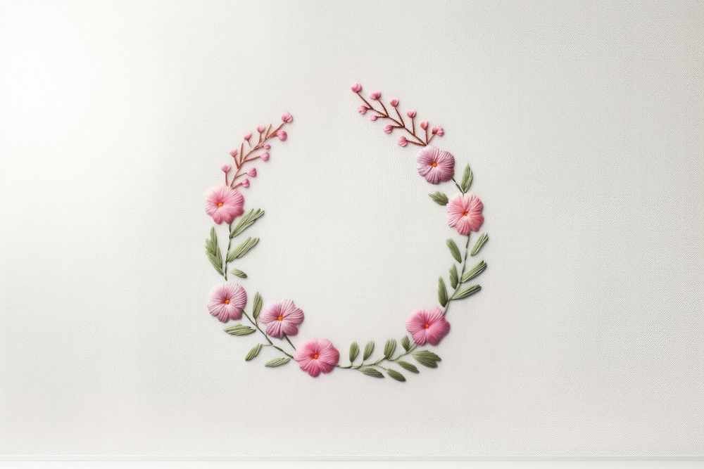 Little flower circle border embroidery pattern wreath. AI generated Image by rawpixel.