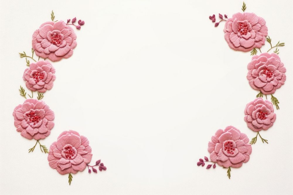 Little Peony circle border pattern embroidery flower. AI generated Image by rawpixel.