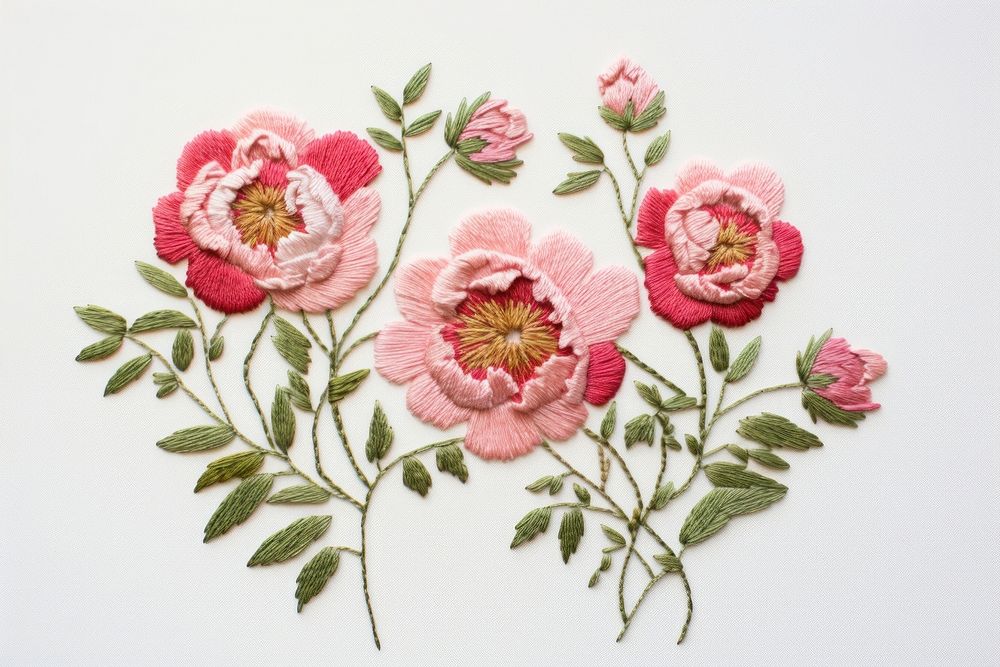 Little Peony circle border embroidery pattern inflorescence. AI generated Image by rawpixel.