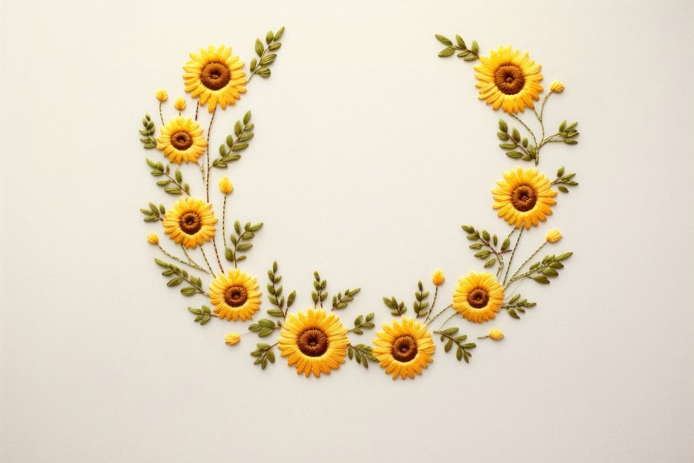 Little sunflowers circle border pattern embroidery jewelry. AI generated Image by rawpixel.