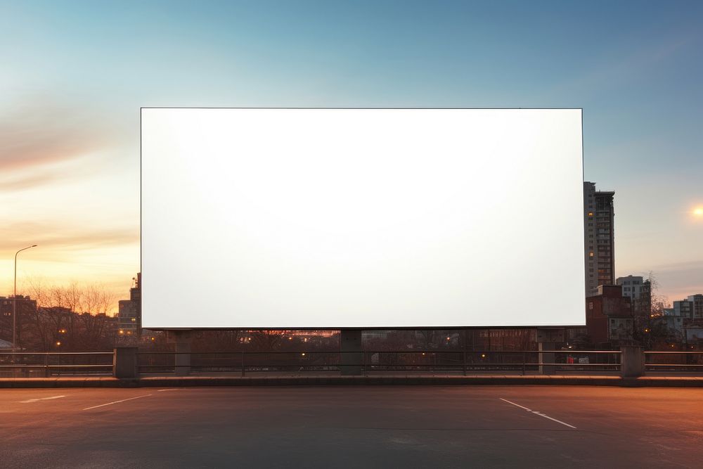 Blank white billboard screen city advertisement. AI generated Image by rawpixel.