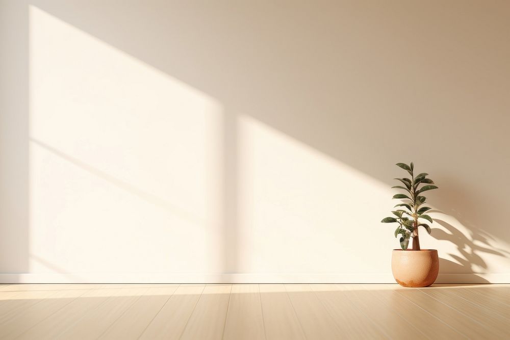 Clean minimal empty room architecture windowsill shadow. AI generated Image by rawpixel.