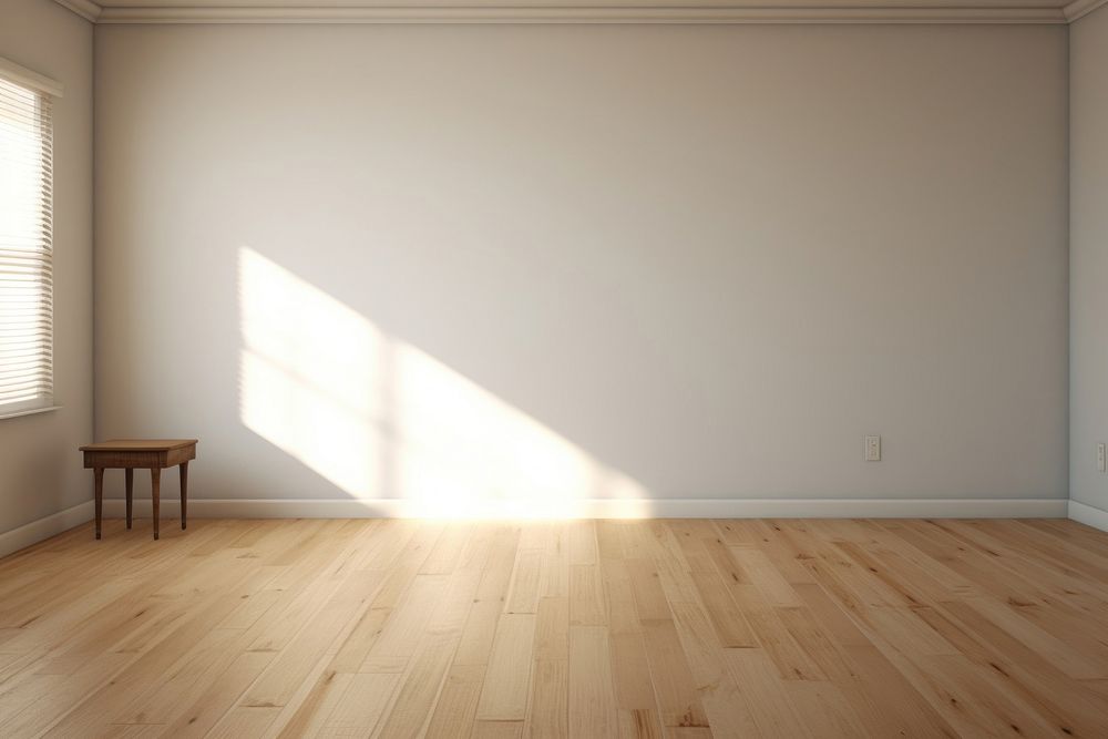 Clean minimal empty room flooring hardwood shadow. AI generated Image by rawpixel.