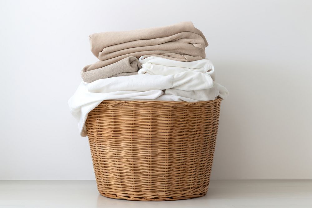 Laundry basket laundry folded linen. AI generated Image by rawpixel.