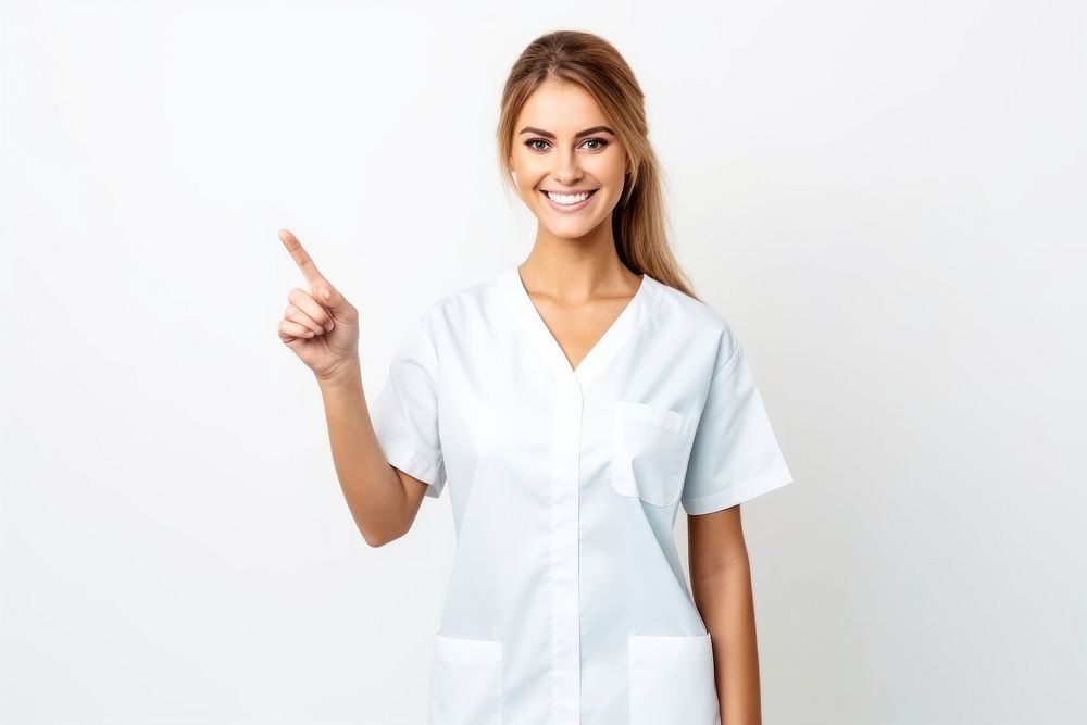 Nurse woman smiling adult white background. AI generated Image by rawpixel.