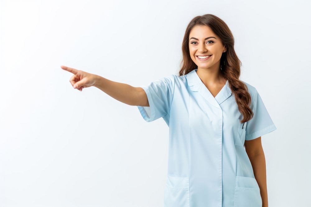 Nurse woman pointing smiling adult. AI generated Image by rawpixel.