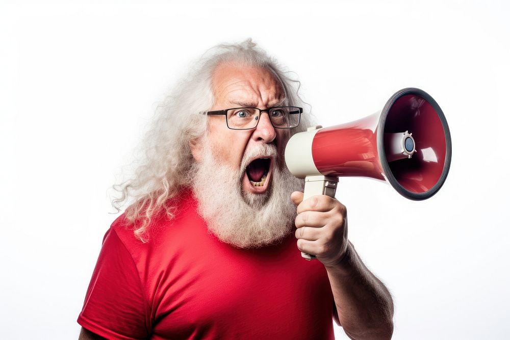Megaphone shouting glasses holding. AI generated Image by rawpixel.
