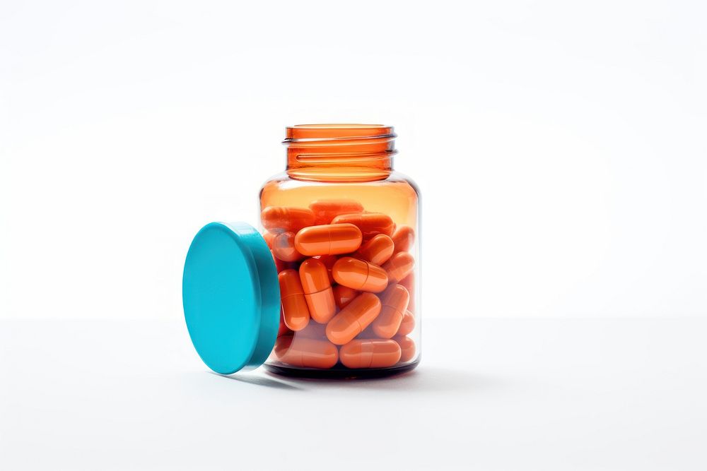 Capsule medicine bottle pill blue. AI generated Image by rawpixel.