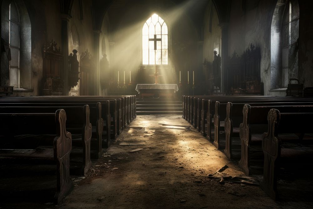 Church interior architecture building worship. AI generated Image by rawpixel.