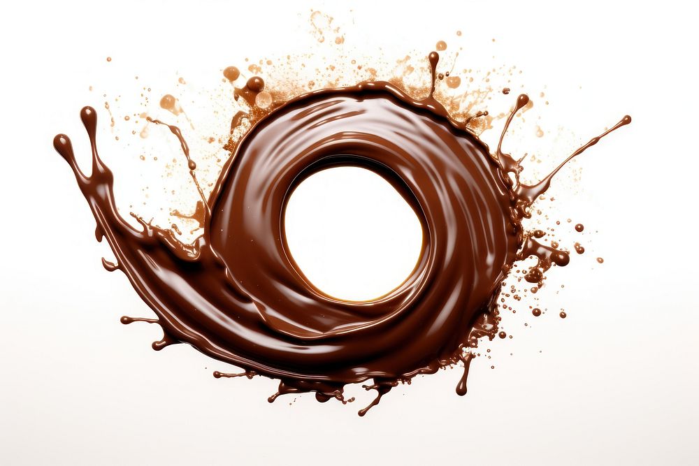 Circle chocolate splash dessert food white background. AI generated Image by rawpixel.