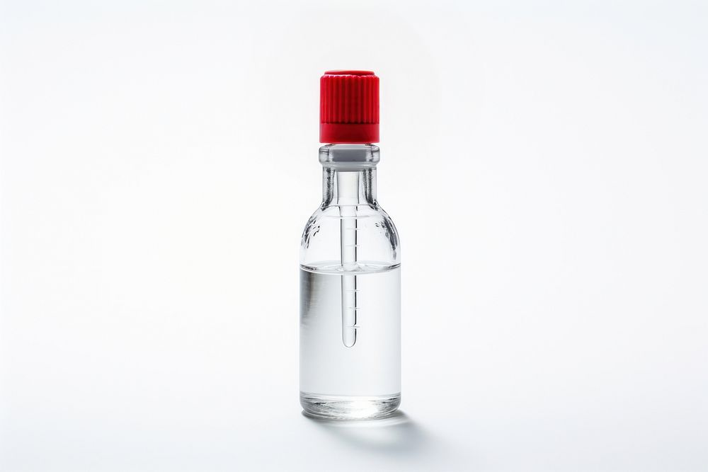 Drop medicine bottle glass drink white background. AI generated Image by rawpixel.