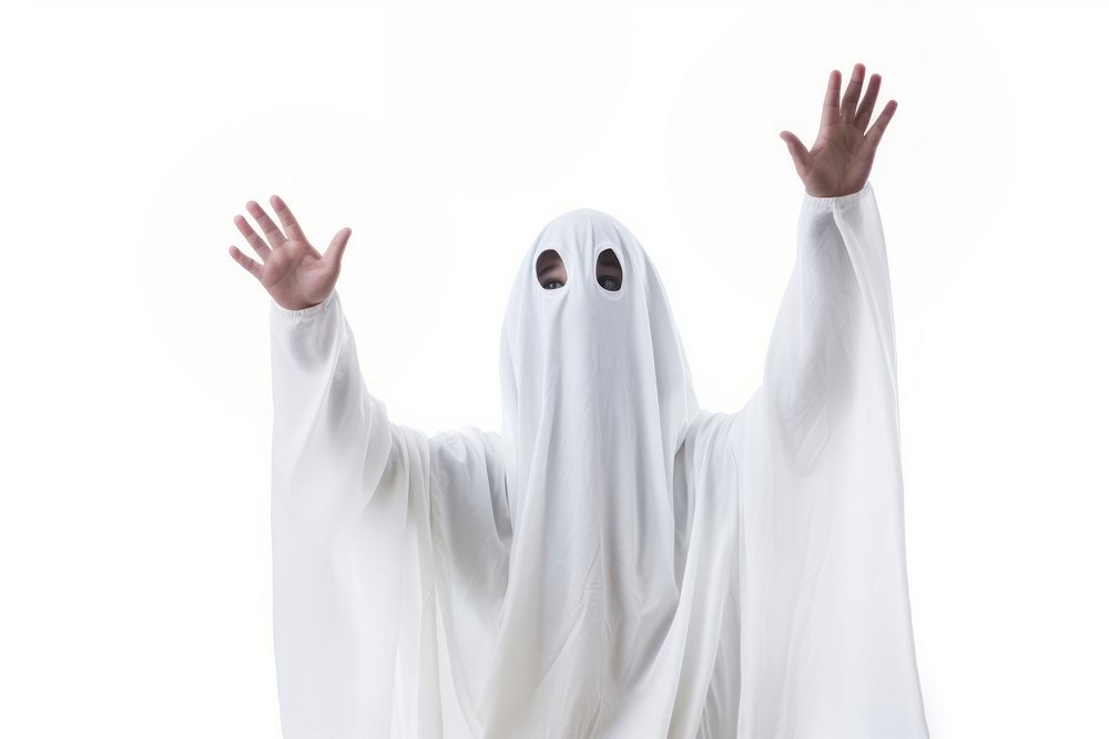 White ghost costume hand white background representation. AI generated Image by rawpixel.