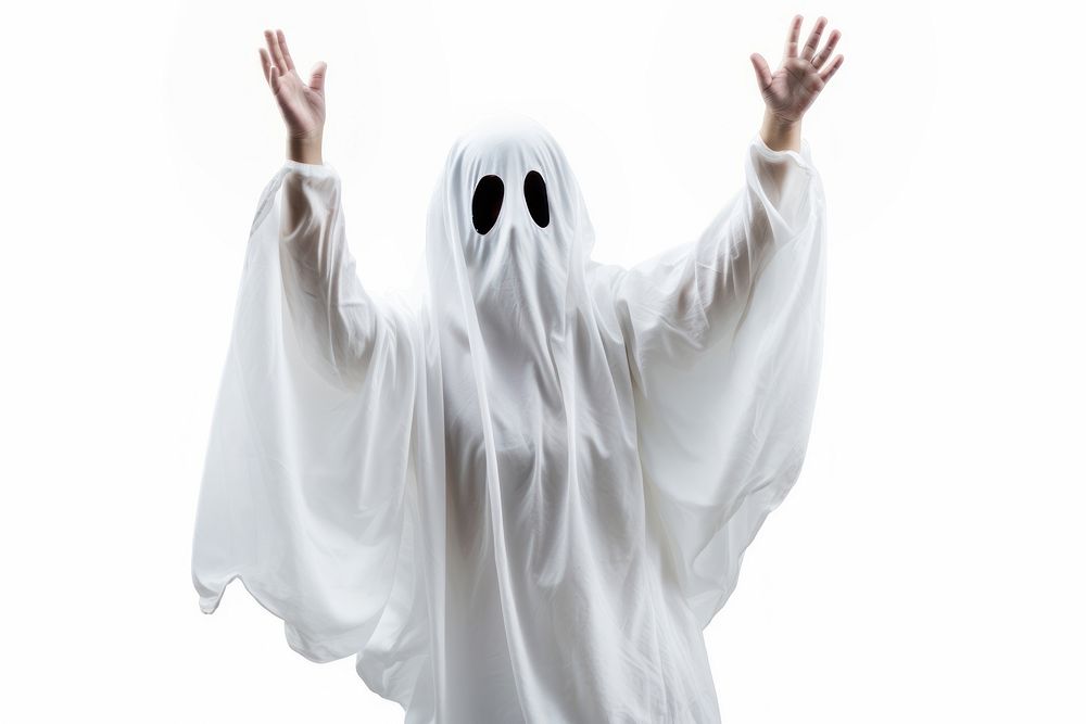 White ghost costume adult hand white background. AI generated Image by rawpixel.