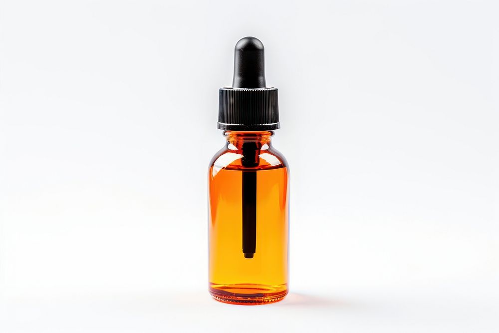 Liquid medicine bottle perfume white background. AI generated Image by rawpixel.