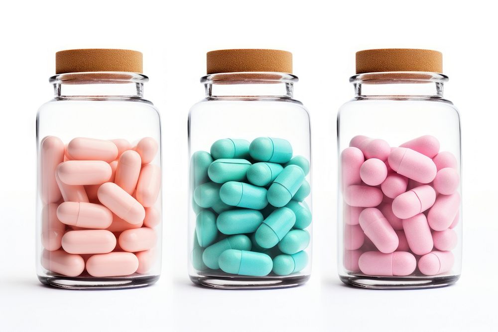 Capsule medicine bottle pill pink. AI generated Image by rawpixel.