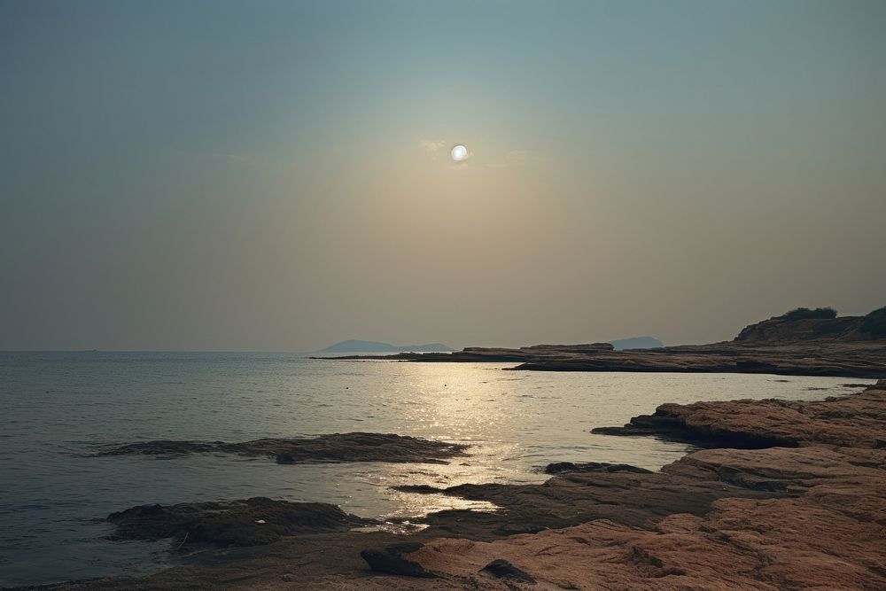 Sea landscape moon outdoors horizon. AI generated Image by rawpixel.