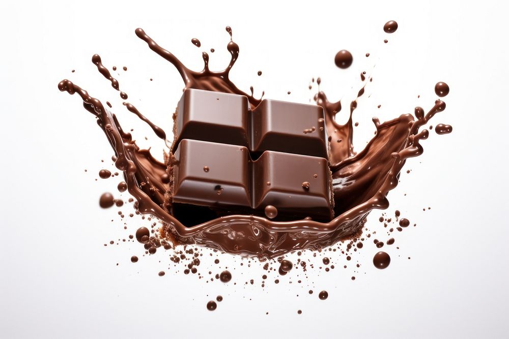 Square chocolate piece dessert food white background. AI generated Image by rawpixel.