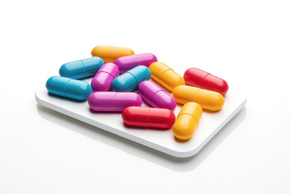 Tablet medicine capsule pill white background. AI generated Image by rawpixel.