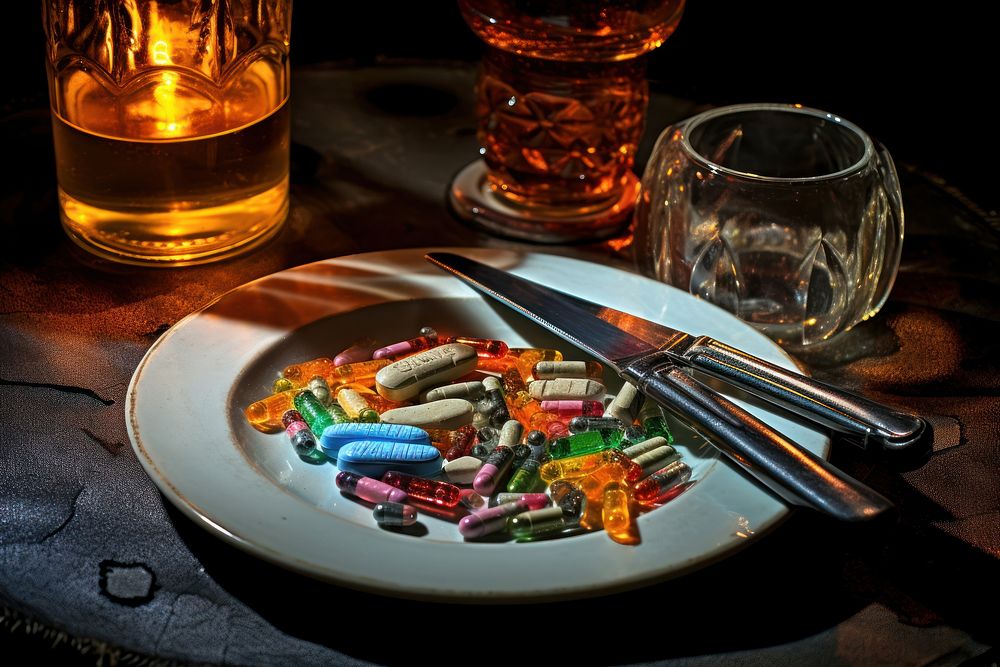 Tablet medicine plate knife food. AI generated Image by rawpixel.