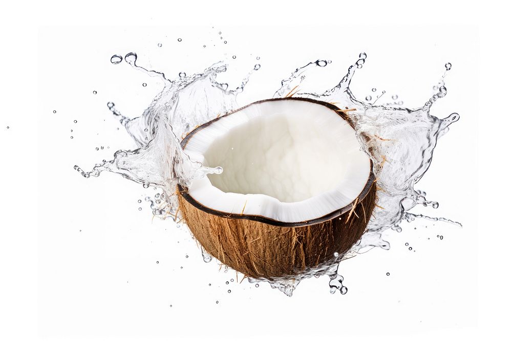 Coconut white background freshness splashing. AI generated Image by rawpixel.