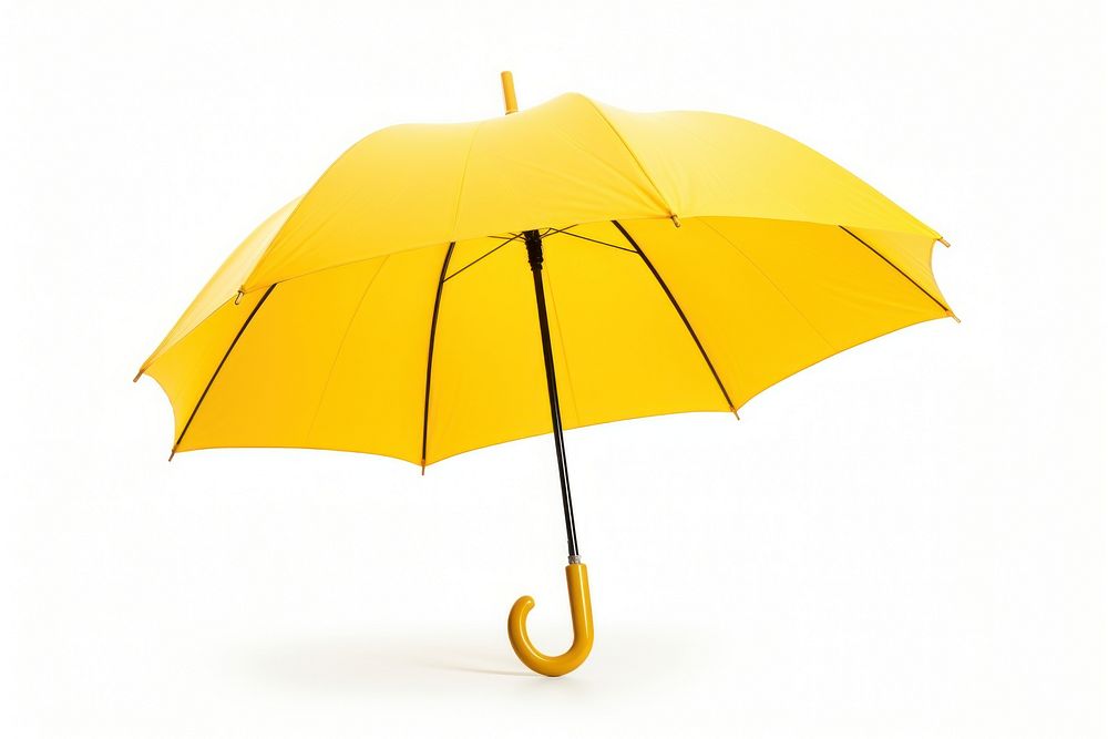 Yellow umbrella white background protection sheltering. AI generated Image by rawpixel.