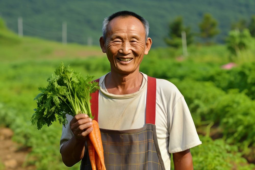 Happy asian farmer portrait holding happy. AI generated Image by rawpixel.