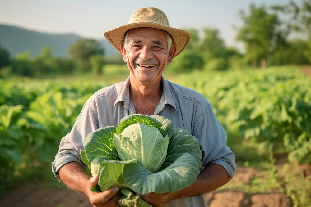 Happy smiling farmer vegetable portrait holding. AI generated Image by rawpixel.