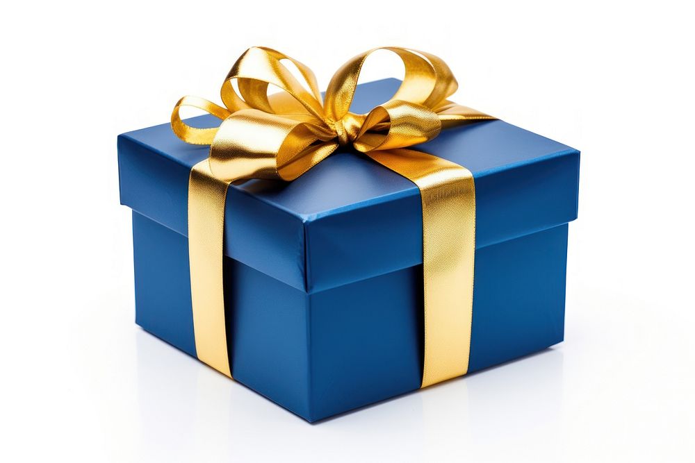 Gift box ribbon gold blue. AI generated Image by rawpixel.