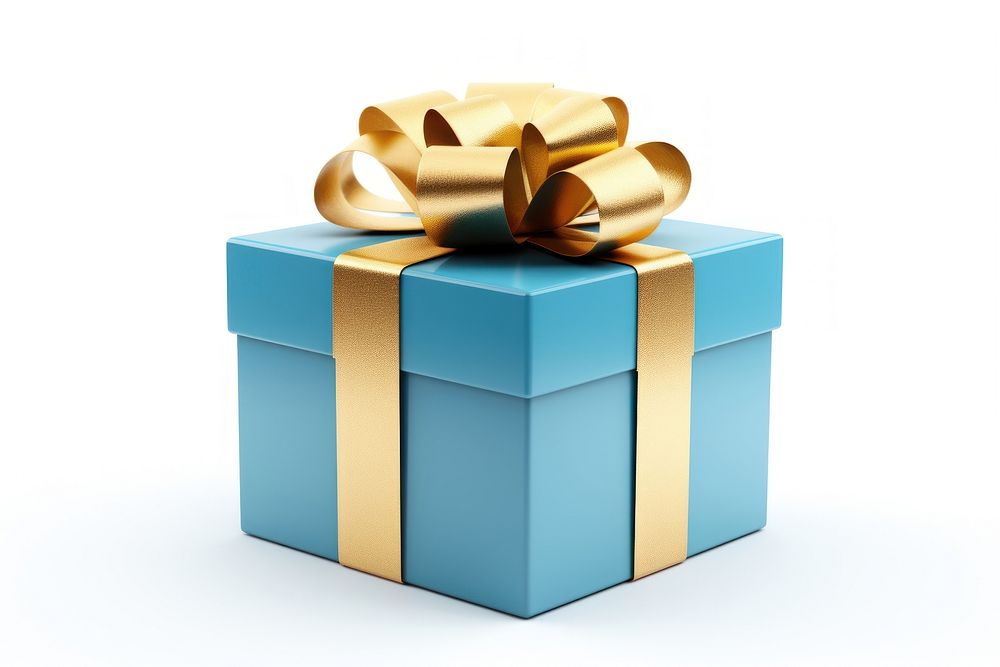 Gift box ribbon gold blue. AI generated Image by rawpixel.