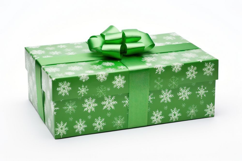 Gift box green white white background. AI generated Image by rawpixel.
