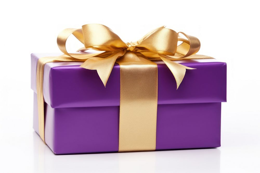 Gift box ribbon purple gold. AI generated Image by rawpixel.