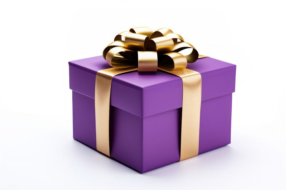 Gift box ribbon purple gold. AI generated Image by rawpixel.