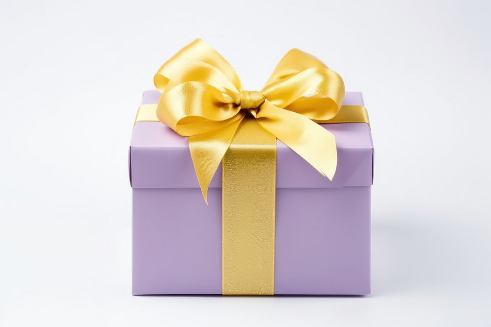 Gift box ribbon purple yellow. AI generated Image by rawpixel.