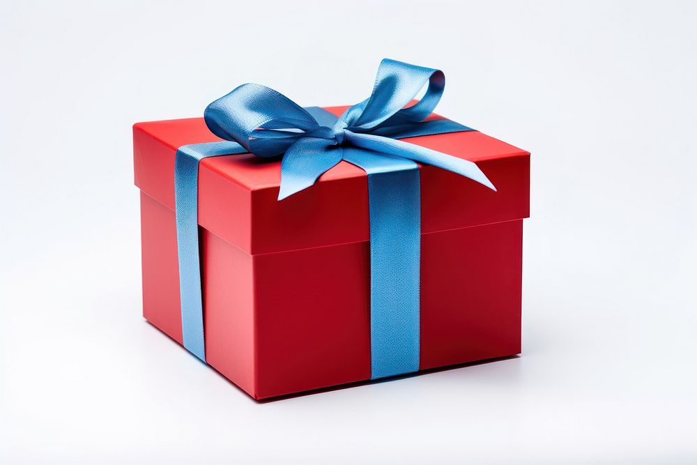 Gift box ribbon blue red. AI generated Image by rawpixel.