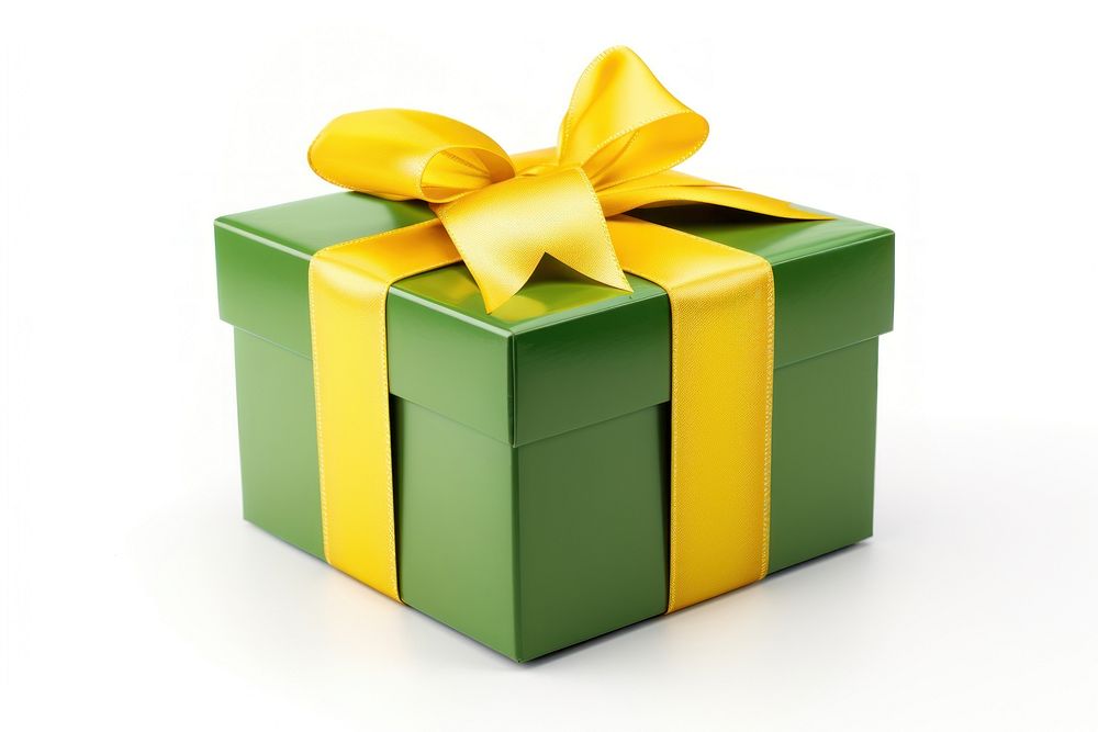 Gift box ribbon yellow green. AI generated Image by rawpixel.