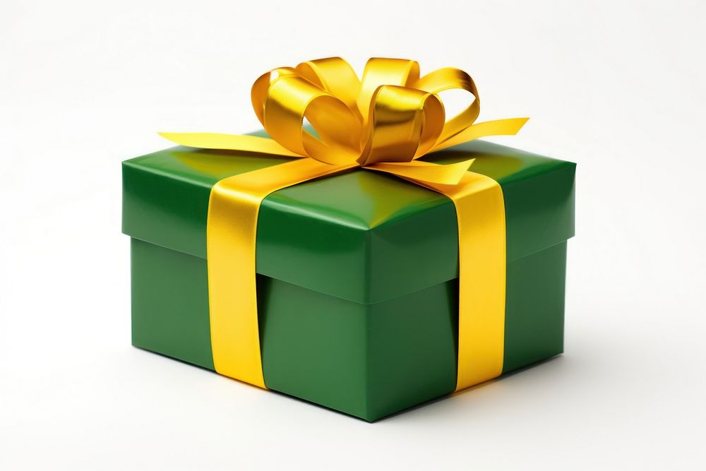 Gift box ribbon yellow green. AI generated Image by rawpixel.