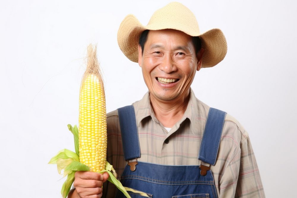 Happy asian farmer corn portrait holding. AI generated Image by rawpixel.