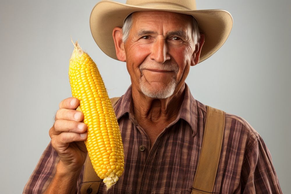 Happy smiling farmer corn portrait holding. AI generated Image by rawpixel.