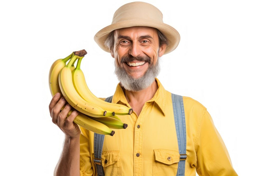 Happy smiling farmer banana portrait holding. AI generated Image by rawpixel.