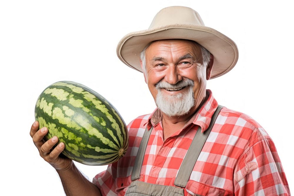 Happy smiling farmer melon watermelon portrait. AI generated Image by rawpixel.
