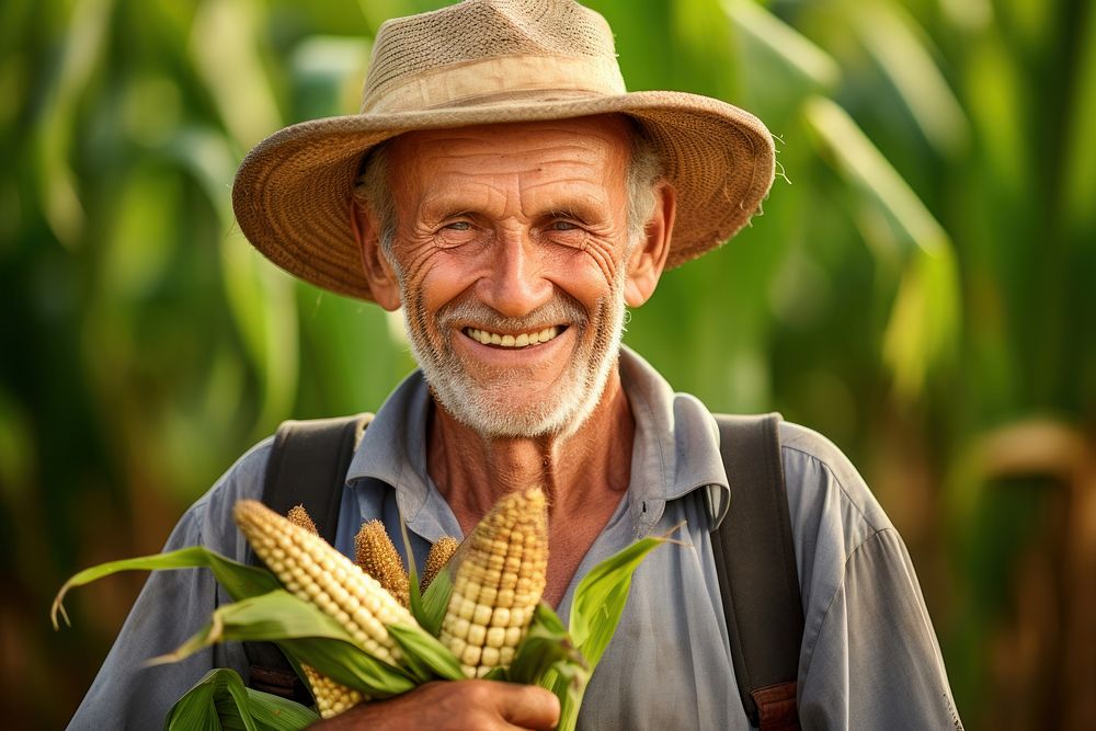 Happy smiling farmer outdoors portrait holding. AI generated Image by rawpixel.