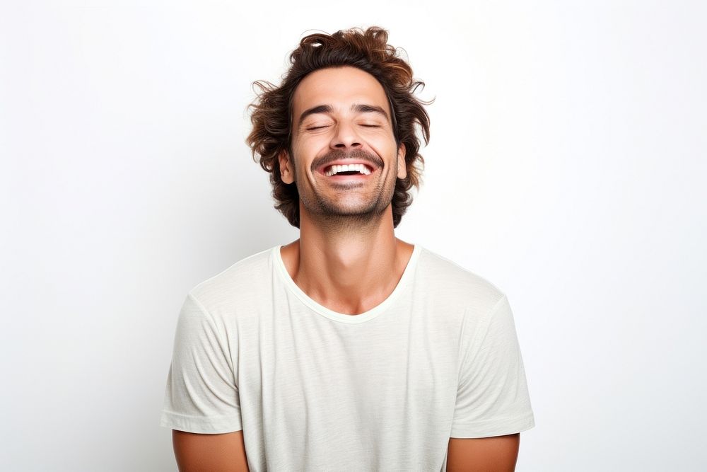Happy smiling man relaxation laughing portrait. AI generated Image by rawpixel.