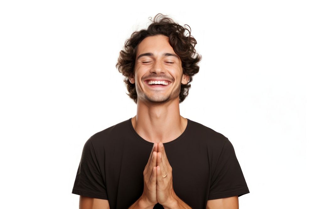Happy smiling man relaxation meditating laughing. AI generated Image by rawpixel.